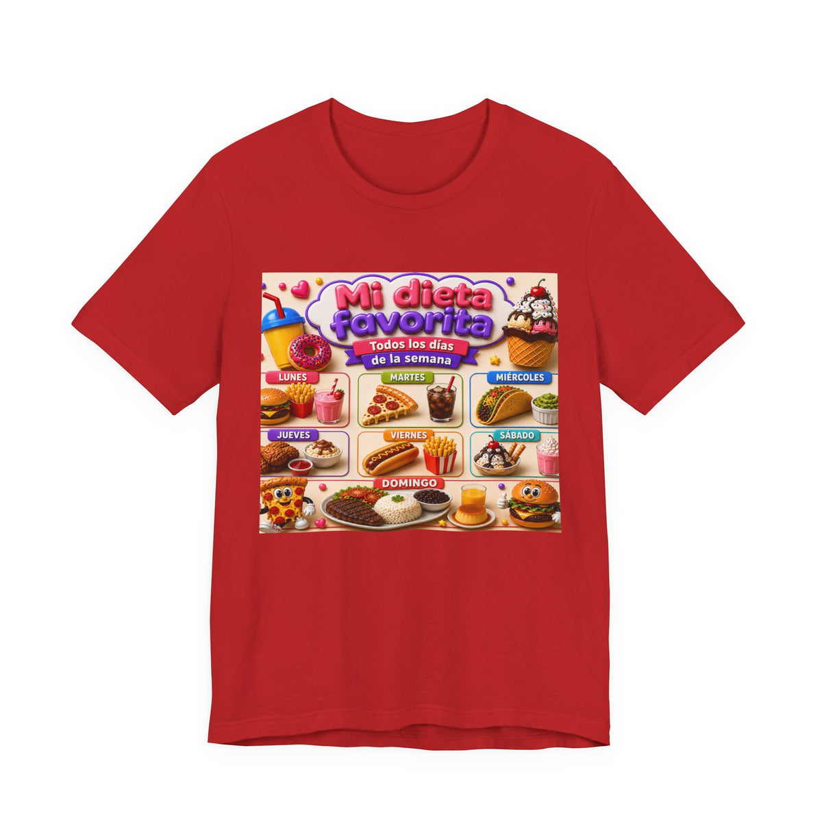 T-Shirt — "Mi dieta favorita: Todos los días de la semana" (Daily Favorite Foods Graphic Tee)