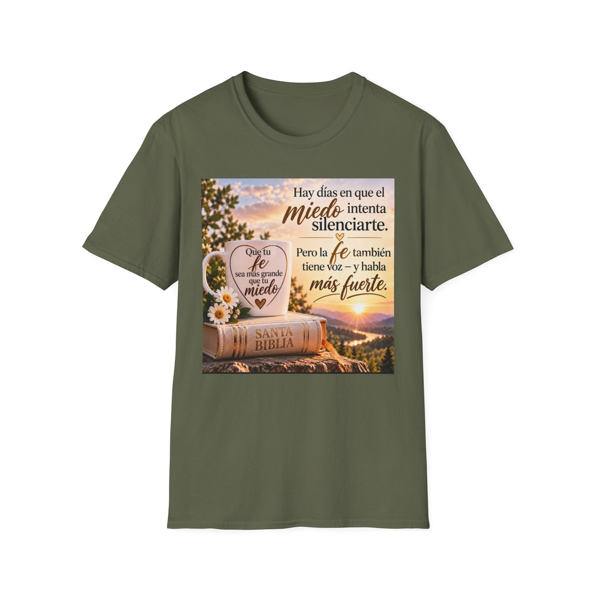 Camiseta Cristiana en Español – Fe Sobre el Miedo | Regalo de Fe e Inspiración | Christian Faith T-Shirt