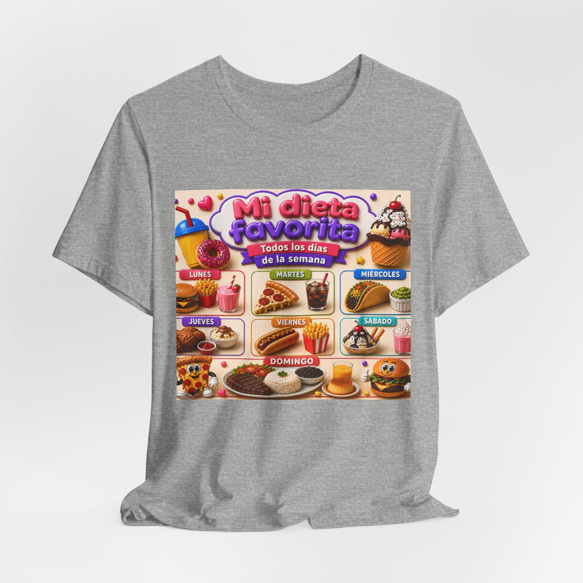 T-Shirt — "Mi dieta favorita: Todos los días de la semana" (Daily Favorite Foods Graphic Tee)