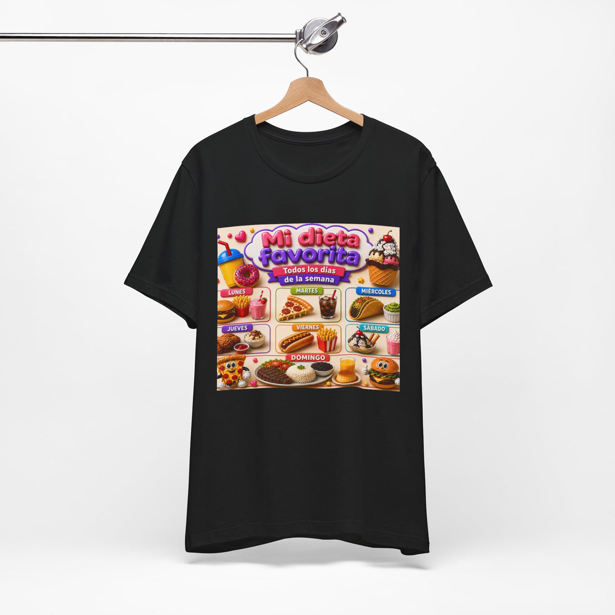 T-Shirt — "Mi dieta favorita: Todos los días de la semana" (Daily Favorite Foods Graphic Tee)