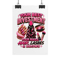 Rolled Poster — "Investment: Your Nails, Hair, Makeup" Pink Glam Beauty Wall Art