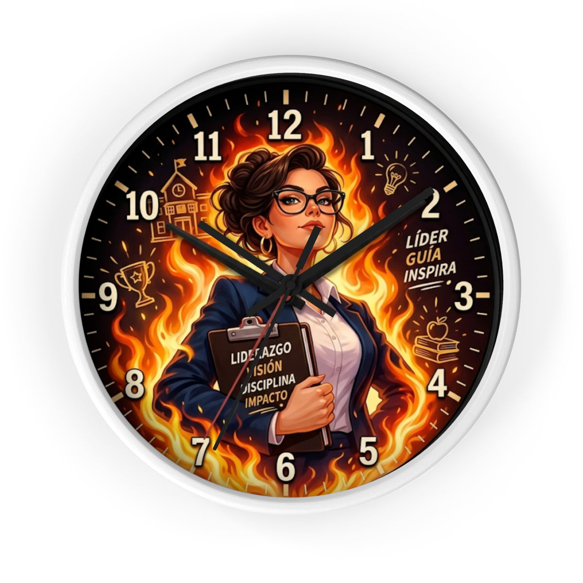 Motivational Leader Wall Clock, Liderazgo y Éxito Modern Wall Art Decor for Office, Classroom, Teacher & Principal Gift