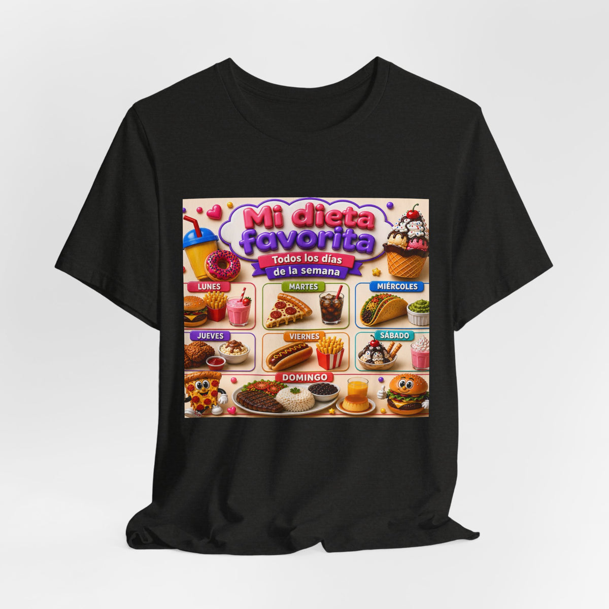 T-Shirt — "Mi dieta favorita: Todos los días de la semana" (Daily Favorite Foods Graphic Tee)