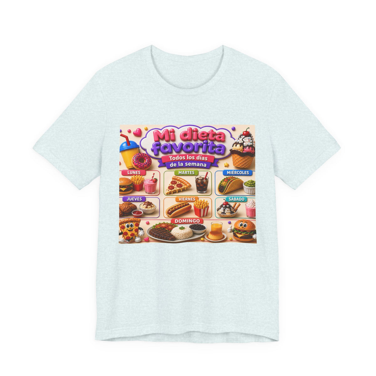 T-Shirt — "Mi dieta favorita: Todos los días de la semana" (Daily Favorite Foods Graphic Tee)