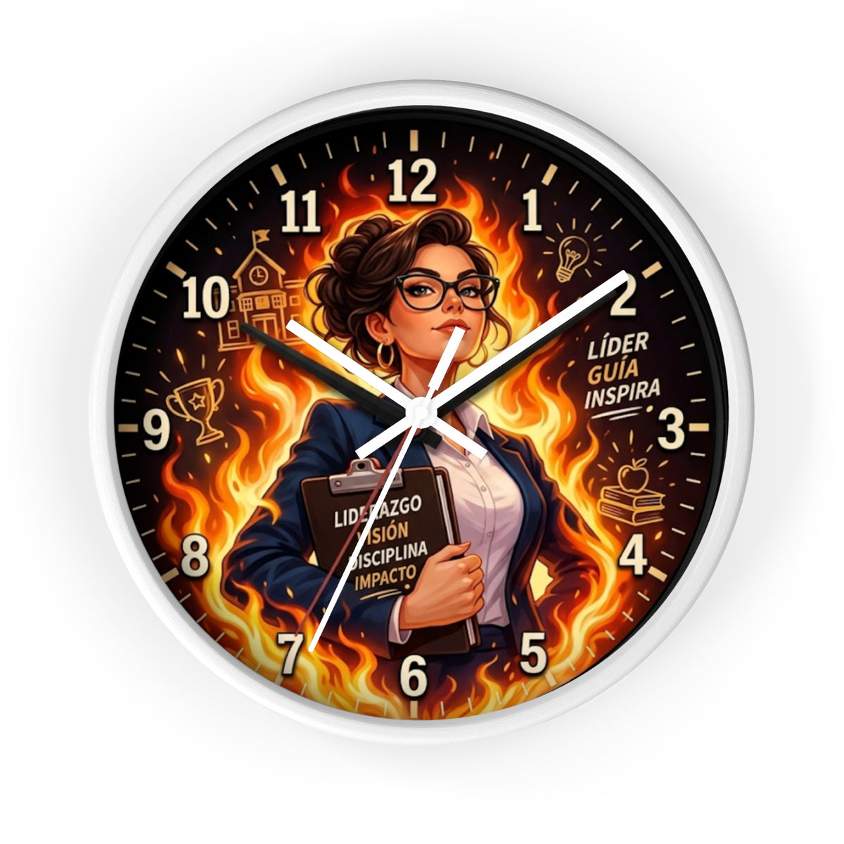 Motivational Leader Wall Clock, Liderazgo y Éxito Modern Wall Art Decor for Office, Classroom, Teacher & Principal Gift