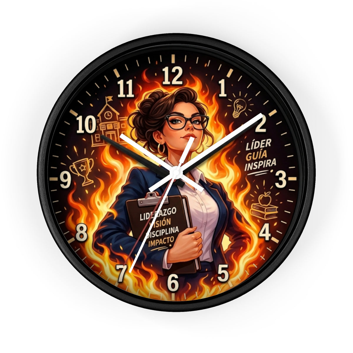 Motivational Leader Wall Clock, Liderazgo y Éxito Modern Wall Art Decor for Office, Classroom, Teacher & Principal Gift