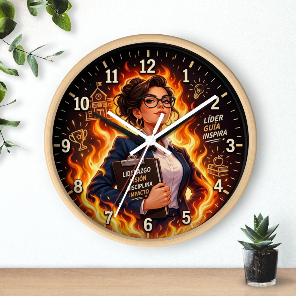 Motivational Leader Wall Clock, Liderazgo y Éxito Modern Wall Art Decor for Office, Classroom, Teacher & Principal Gift