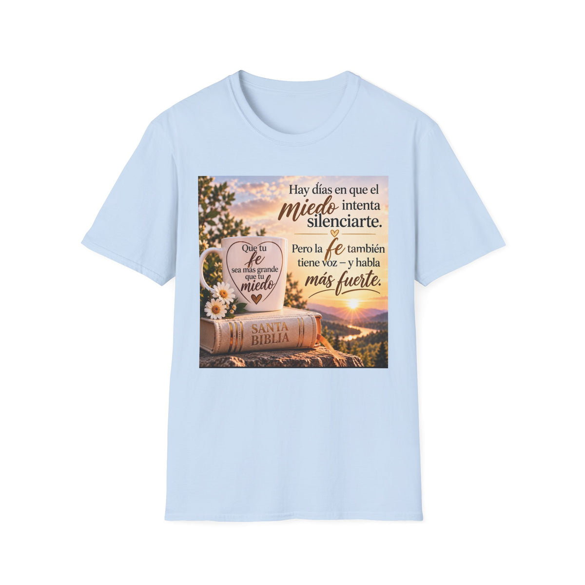 Camiseta Cristiana en Español – Fe Sobre el Miedo | Regalo de Fe e Inspiración | Christian Faith T-Shirt