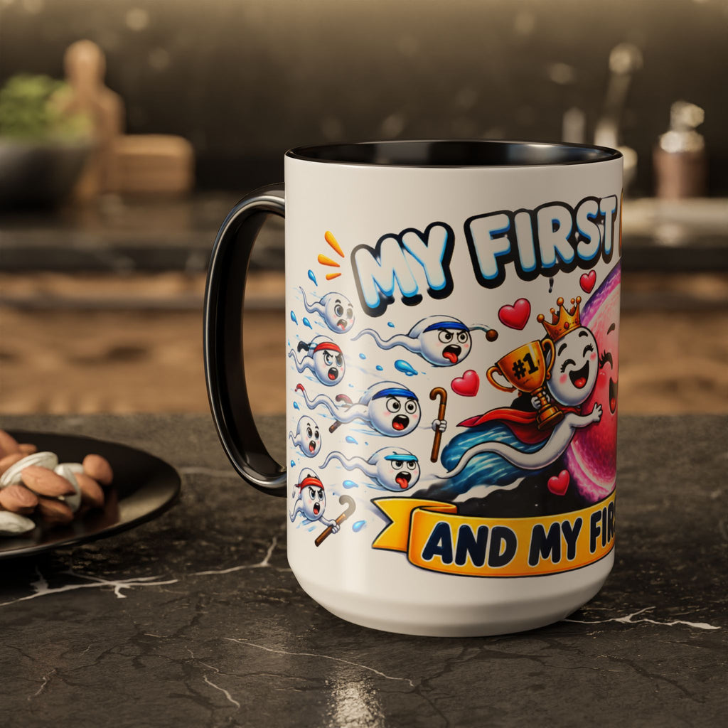 My First Race Mug — Funny Fertility / IVF Celebration Coffee Cup (11oz, 15oz)
