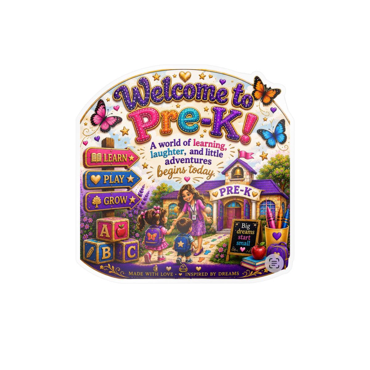 Welcome to Pre-K Vinyl Sticker — Colorful Kiss-Cut Decal for Classrooms & School Doors