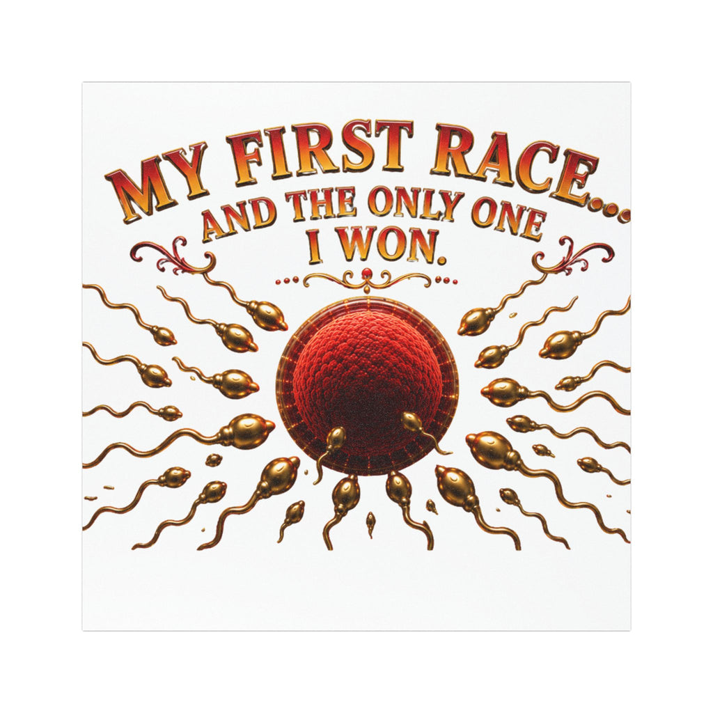 Car Magnet - "My First Race and The Only One I Won" Sperm & Egg Funny Pregnancy Announcement
