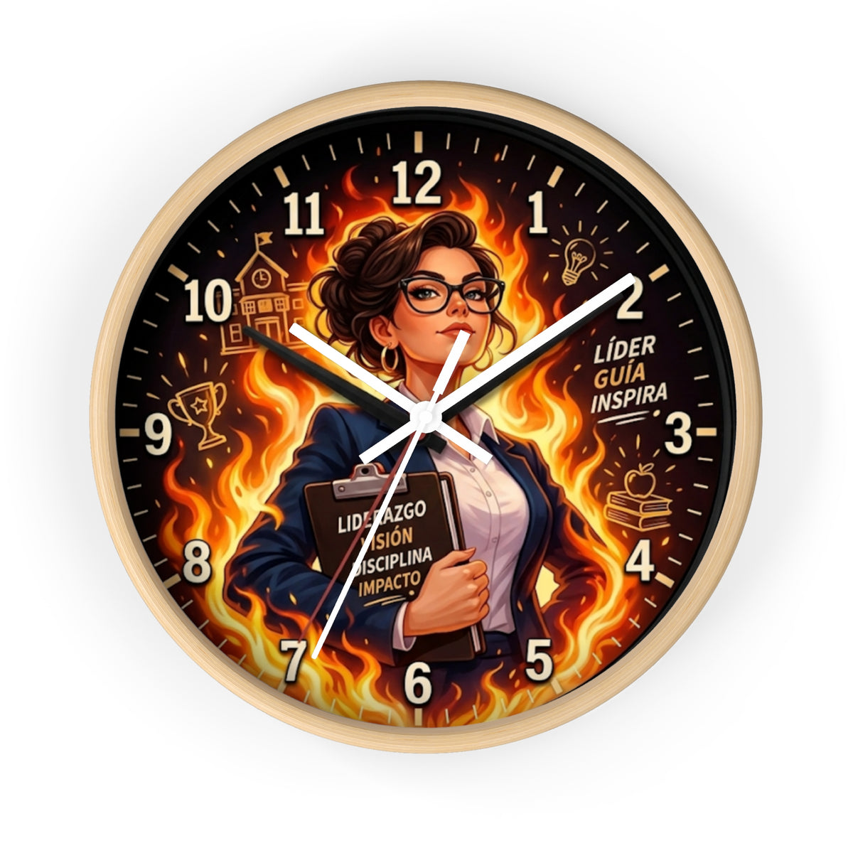 Motivational Leader Wall Clock, Liderazgo y Éxito Modern Wall Art Decor for Office, Classroom, Teacher & Principal Gift