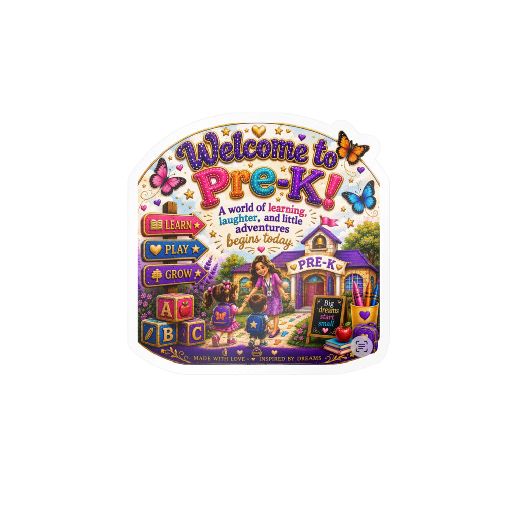Welcome to Pre-K Vinyl Sticker — Colorful Kiss-Cut Decal for Classrooms & School Doors
