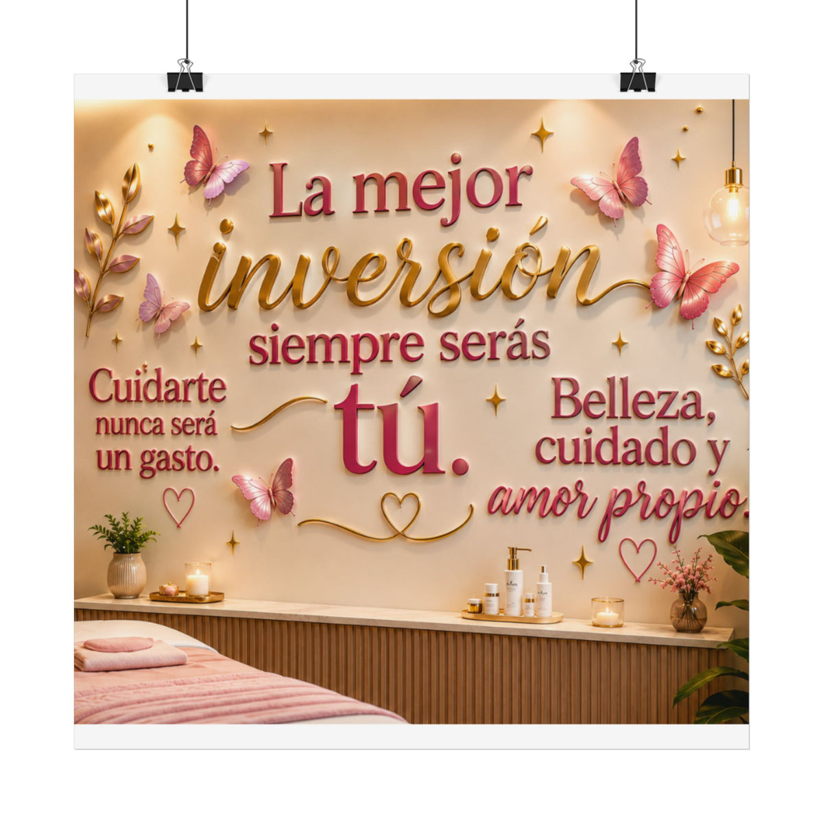 Satin Poster – “La mejor inversión siempre serás tú” Inspirational Wall Art (Self-Care, Beauty & Amor Propio)