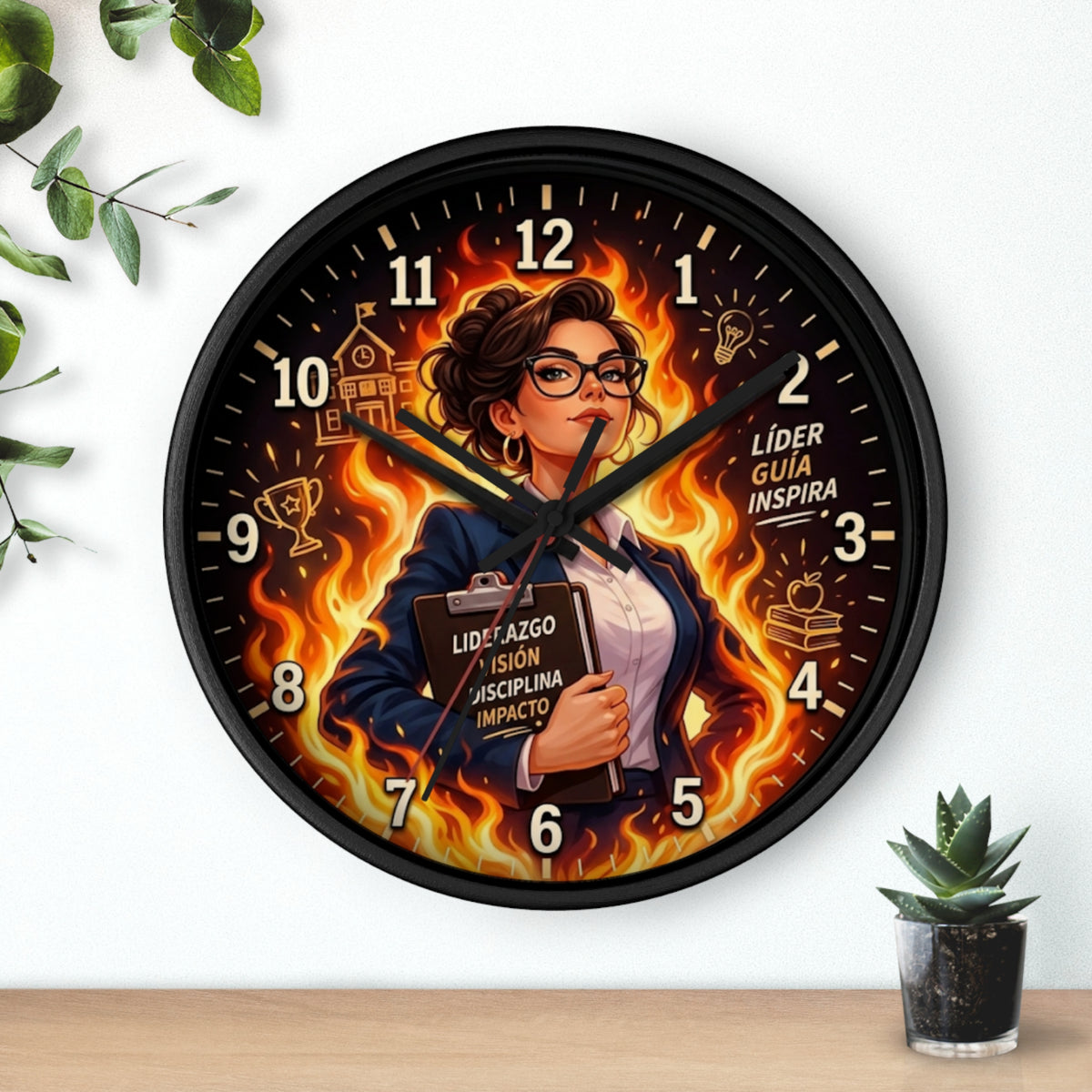 Motivational Leader Wall Clock, Liderazgo y Éxito Modern Wall Art Decor for Office, Classroom, Teacher & Principal Gift