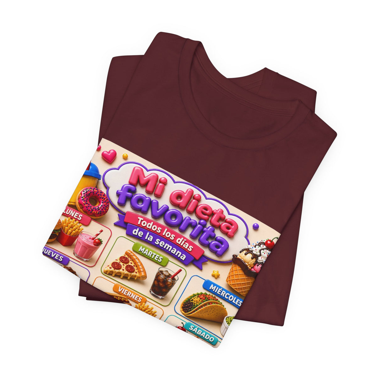 T-Shirt — "Mi dieta favorita: Todos los días de la semana" (Daily Favorite Foods Graphic Tee)