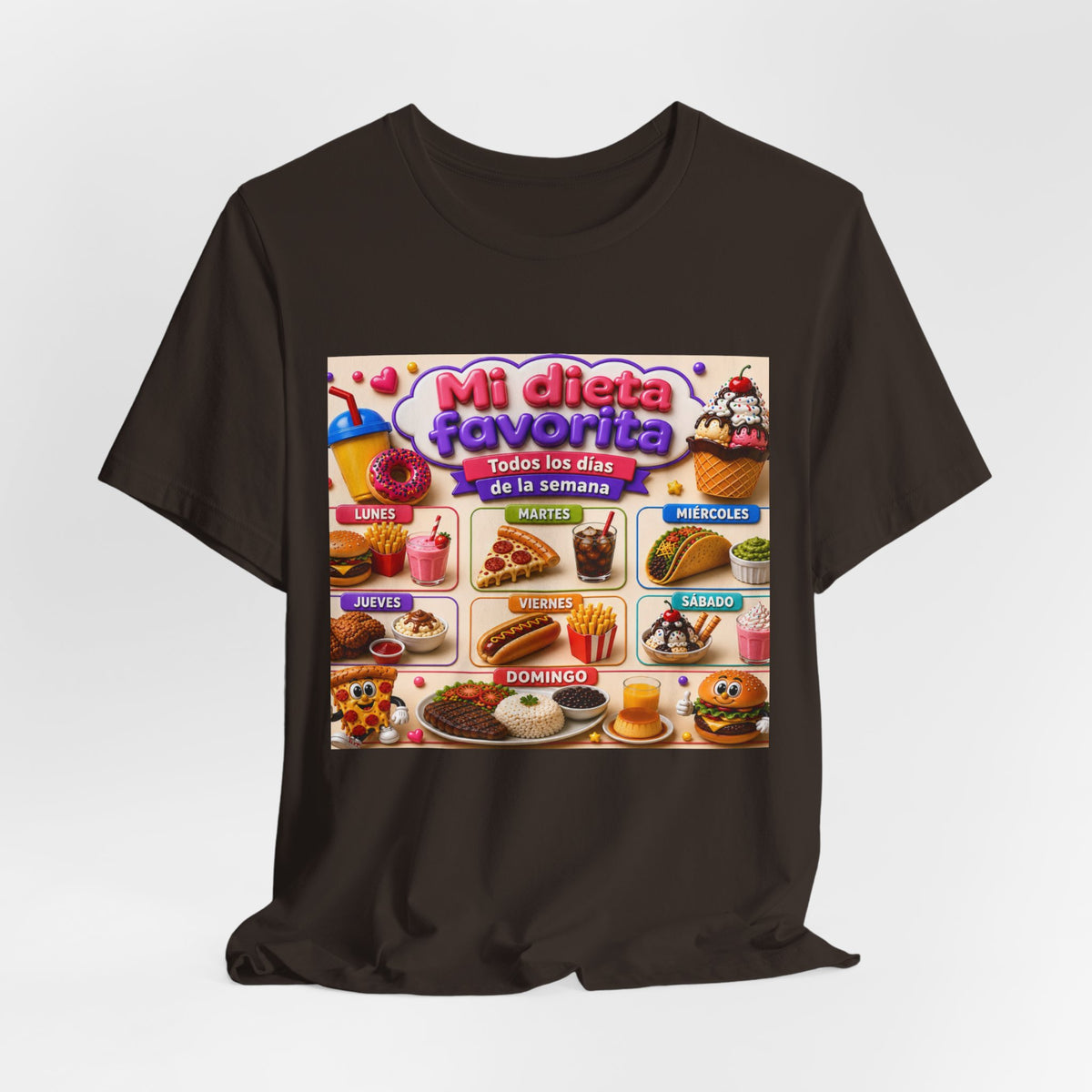 T-Shirt — "Mi dieta favorita: Todos los días de la semana" (Daily Favorite Foods Graphic Tee)
