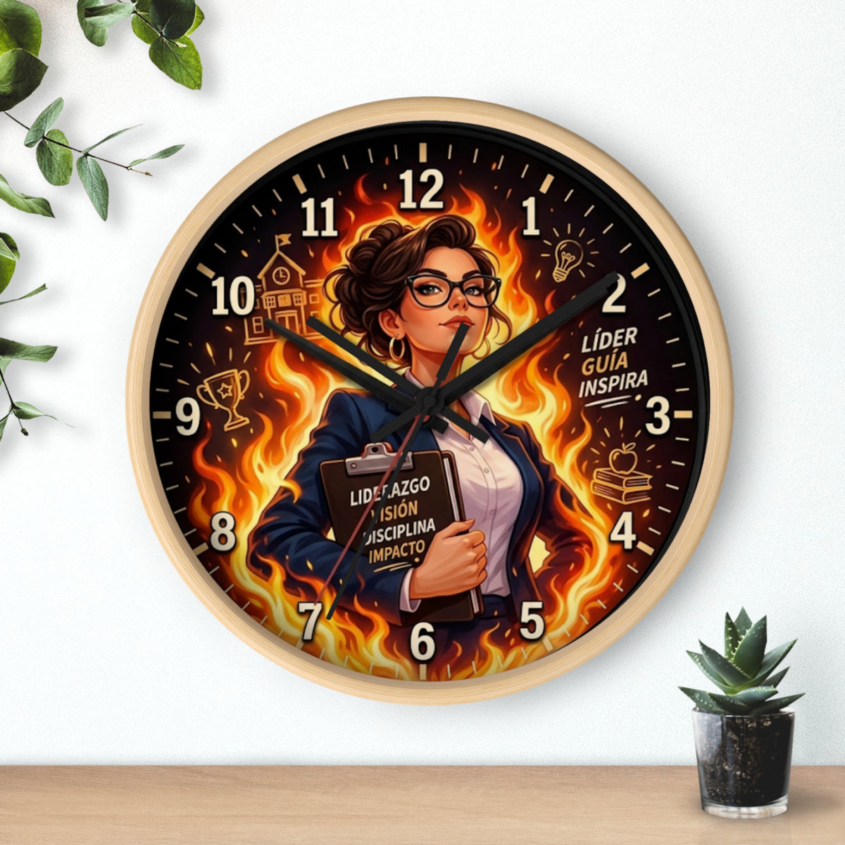 Motivational Leader Wall Clock, Liderazgo y Éxito Modern Wall Art Decor for Office, Classroom, Teacher & Principal Gift