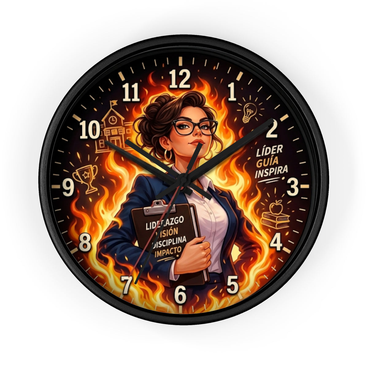 Motivational Leader Wall Clock, Liderazgo y Éxito Modern Wall Art Decor for Office, Classroom, Teacher & Principal Gift