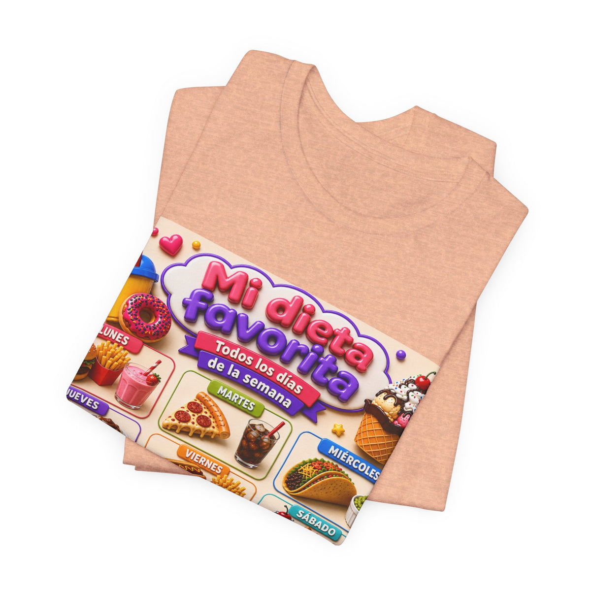 T-Shirt — "Mi dieta favorita: Todos los días de la semana" (Daily Favorite Foods Graphic Tee)