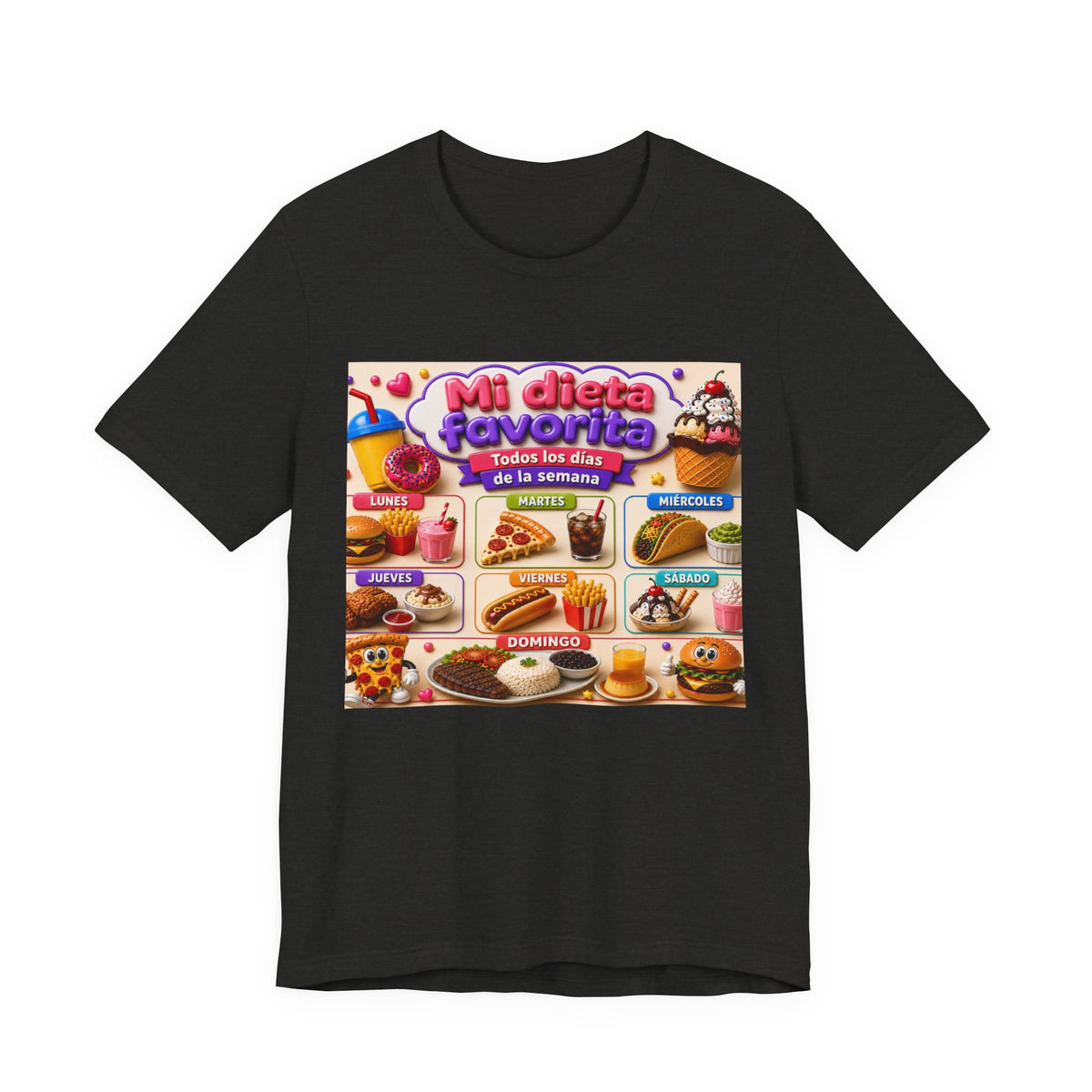 T-Shirt — "Mi dieta favorita: Todos los días de la semana" (Daily Favorite Foods Graphic Tee)