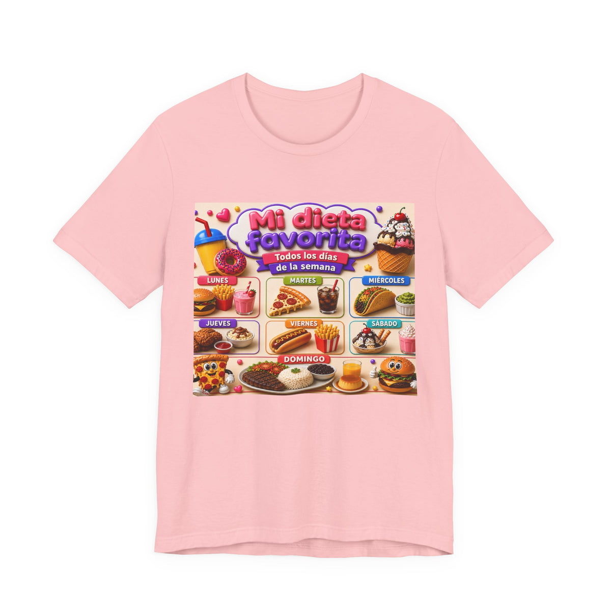 T-Shirt — "Mi dieta favorita: Todos los días de la semana" (Daily Favorite Foods Graphic Tee)