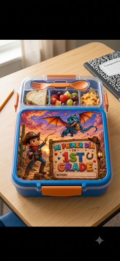 Mi Primer Día en 1º Grado - Die-Cut Sticker (Cute Dragon & Cowboy Back-to-School)