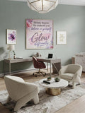 Inspirational Satin Poster - "Glow Differently" Floral Motivational Wall Art