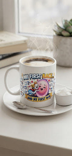 My First Race Mug — Funny Fertility / IVF Celebration Coffee Cup (11oz, 15oz)