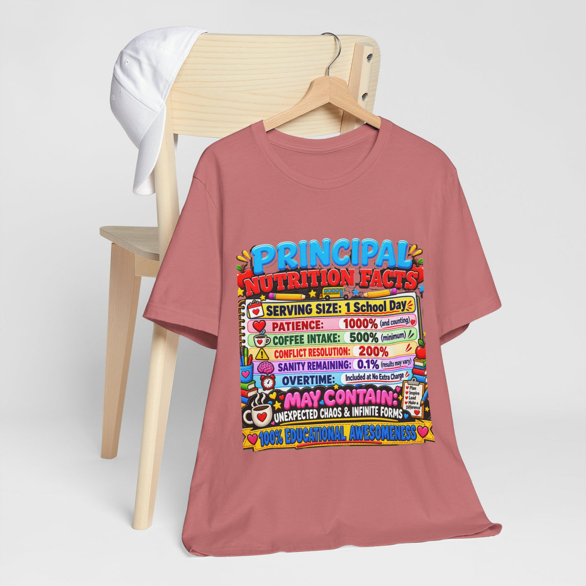 Principal Nutrition Facts T-Shirt — Funny School Principal Gift