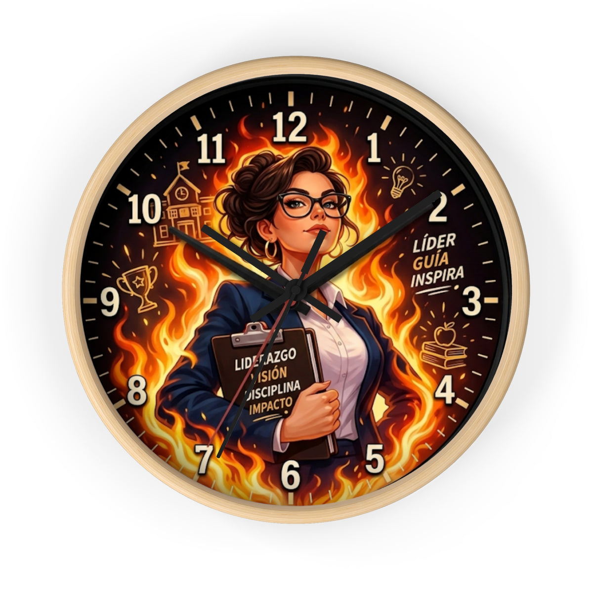 Motivational Leader Wall Clock, Liderazgo y Éxito Modern Wall Art Decor for Office, Classroom, Teacher & Principal Gift