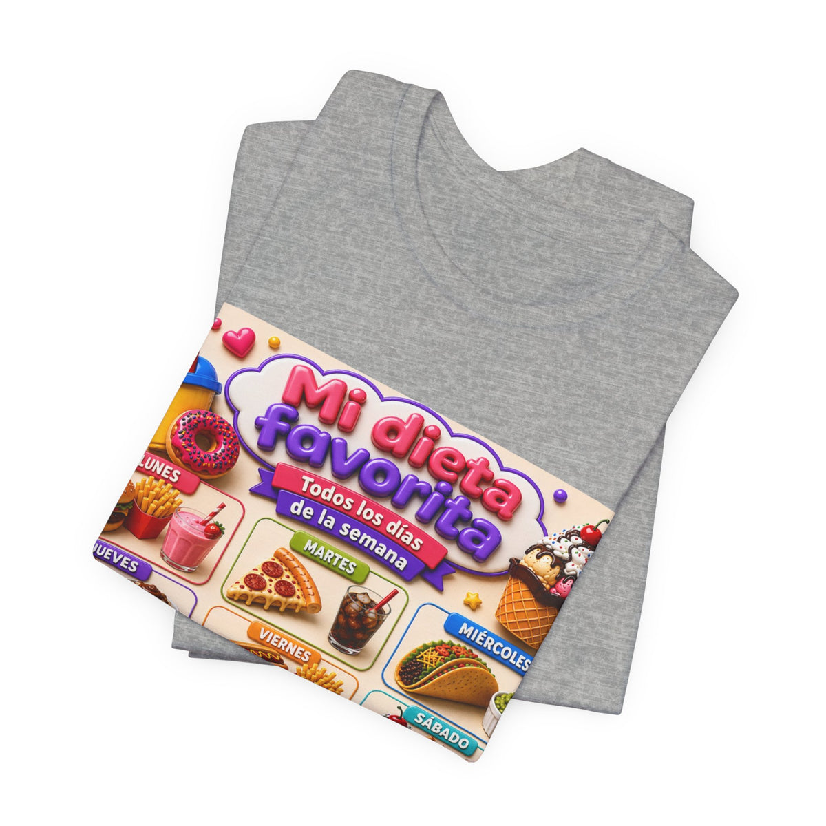 T-Shirt — "Mi dieta favorita: Todos los días de la semana" (Daily Favorite Foods Graphic Tee)