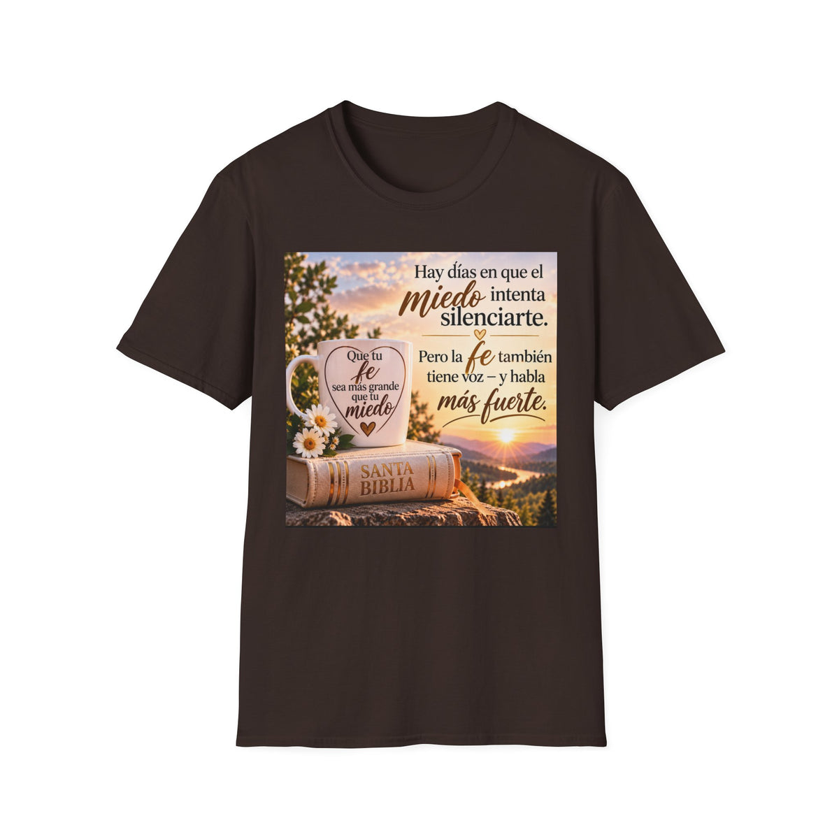 Camiseta Cristiana en Español – Fe Sobre el Miedo | Regalo de Fe e Inspiración | Christian Faith T-Shirt