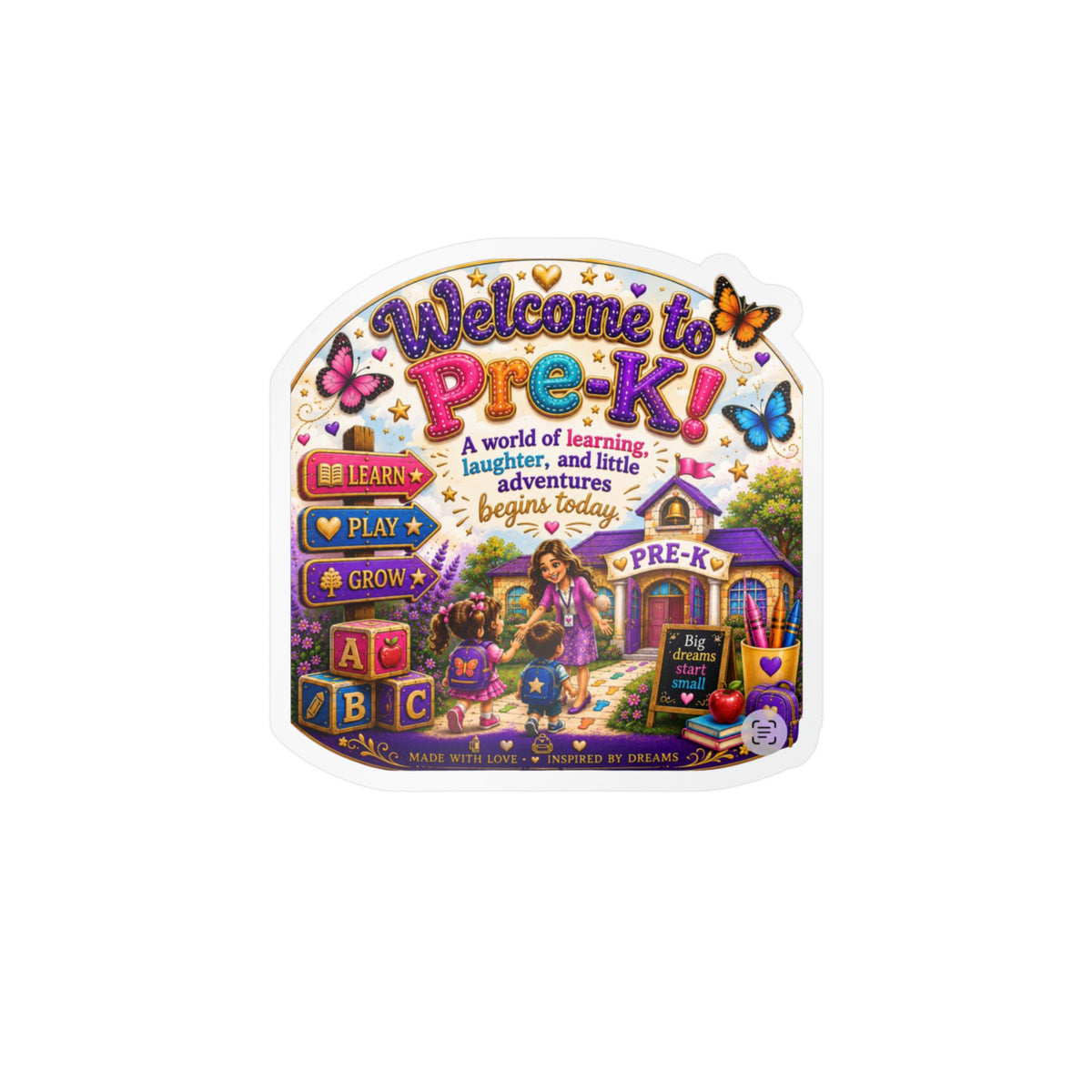 Welcome to Pre-K Vinyl Sticker — Colorful Kiss-Cut Decal for Classrooms & School Doors