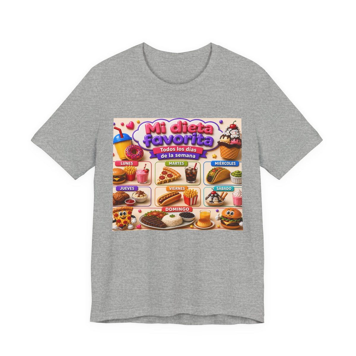 T-Shirt — "Mi dieta favorita: Todos los días de la semana" (Daily Favorite Foods Graphic Tee)