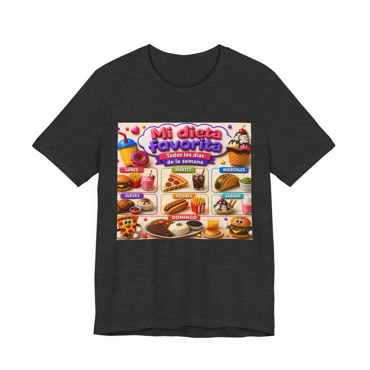 T-Shirt — "Mi dieta favorita: Todos los días de la semana" (Daily Favorite Foods Graphic Tee)