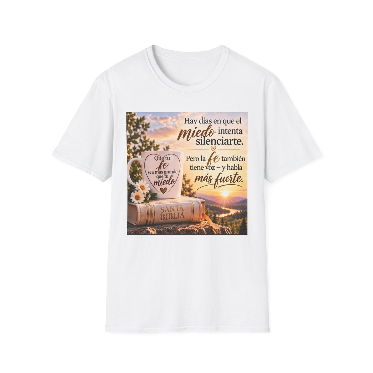 Camiseta Cristiana en Español – Fe Sobre el Miedo | Regalo de Fe e Inspiración | Christian Faith T-Shirt