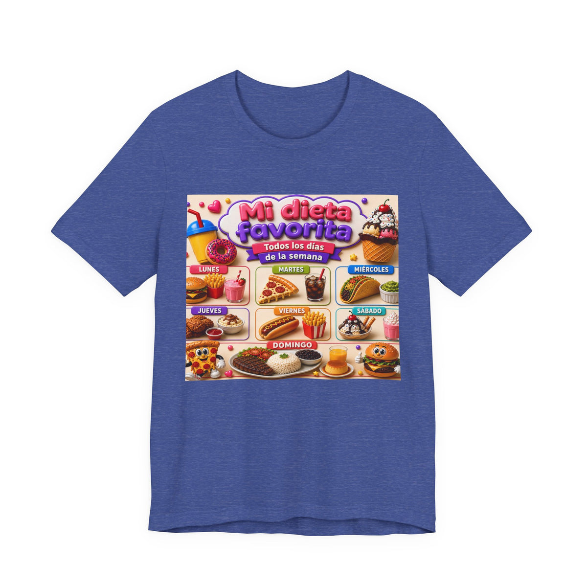 T-Shirt — "Mi dieta favorita: Todos los días de la semana" (Daily Favorite Foods Graphic Tee)