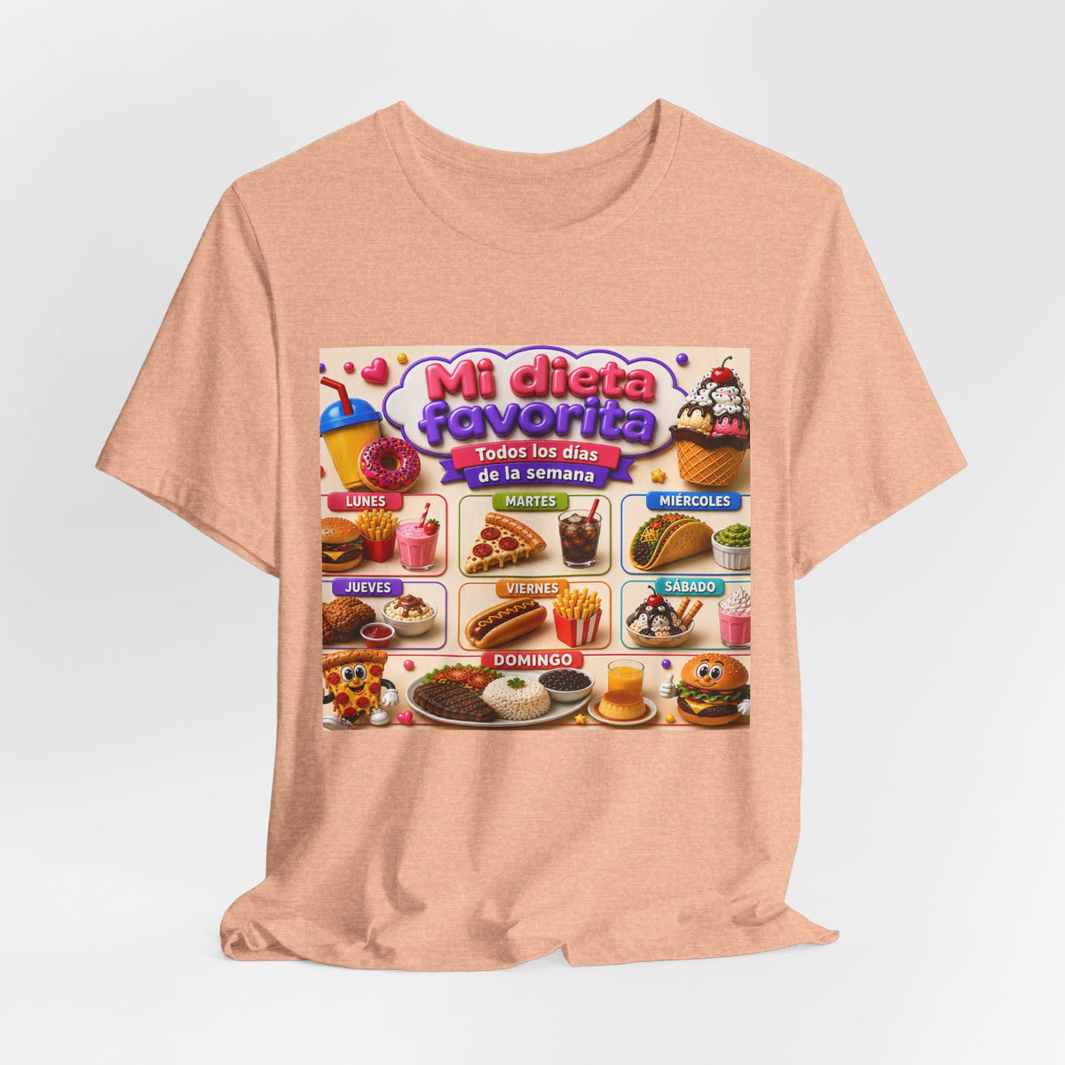 T-Shirt — "Mi dieta favorita: Todos los días de la semana" (Daily Favorite Foods Graphic Tee)