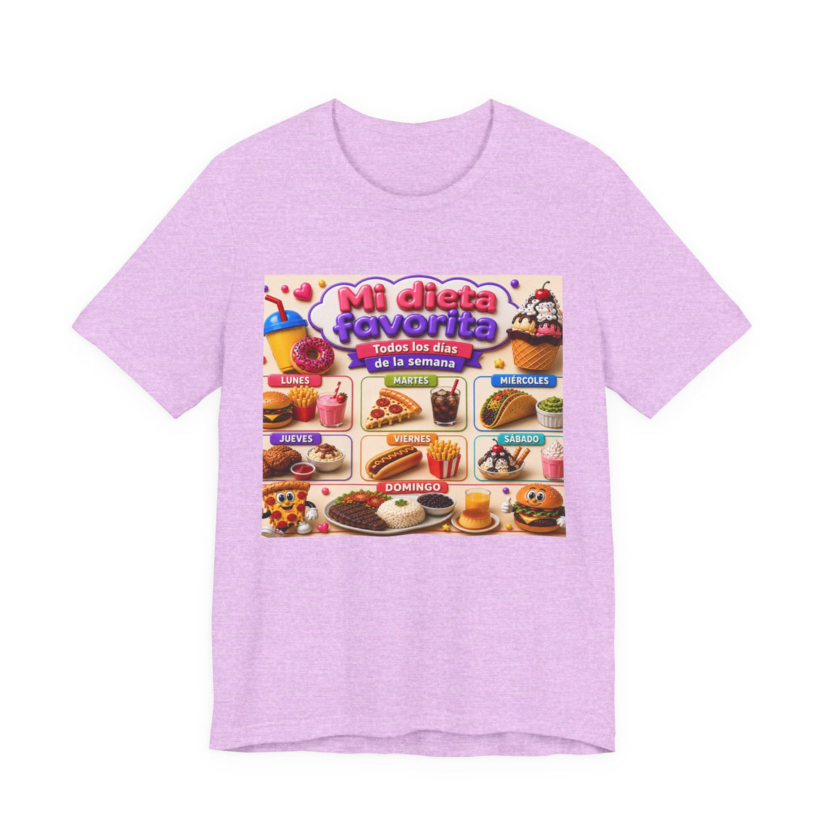 T-Shirt — "Mi dieta favorita: Todos los días de la semana" (Daily Favorite Foods Graphic Tee)