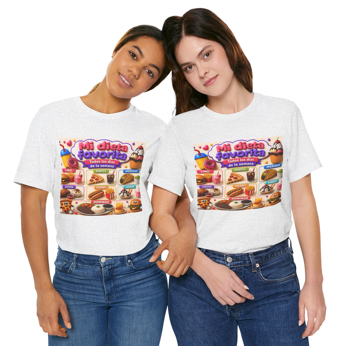 T-Shirt — "Mi dieta favorita: Todos los días de la semana" (Daily Favorite Foods Graphic Tee)