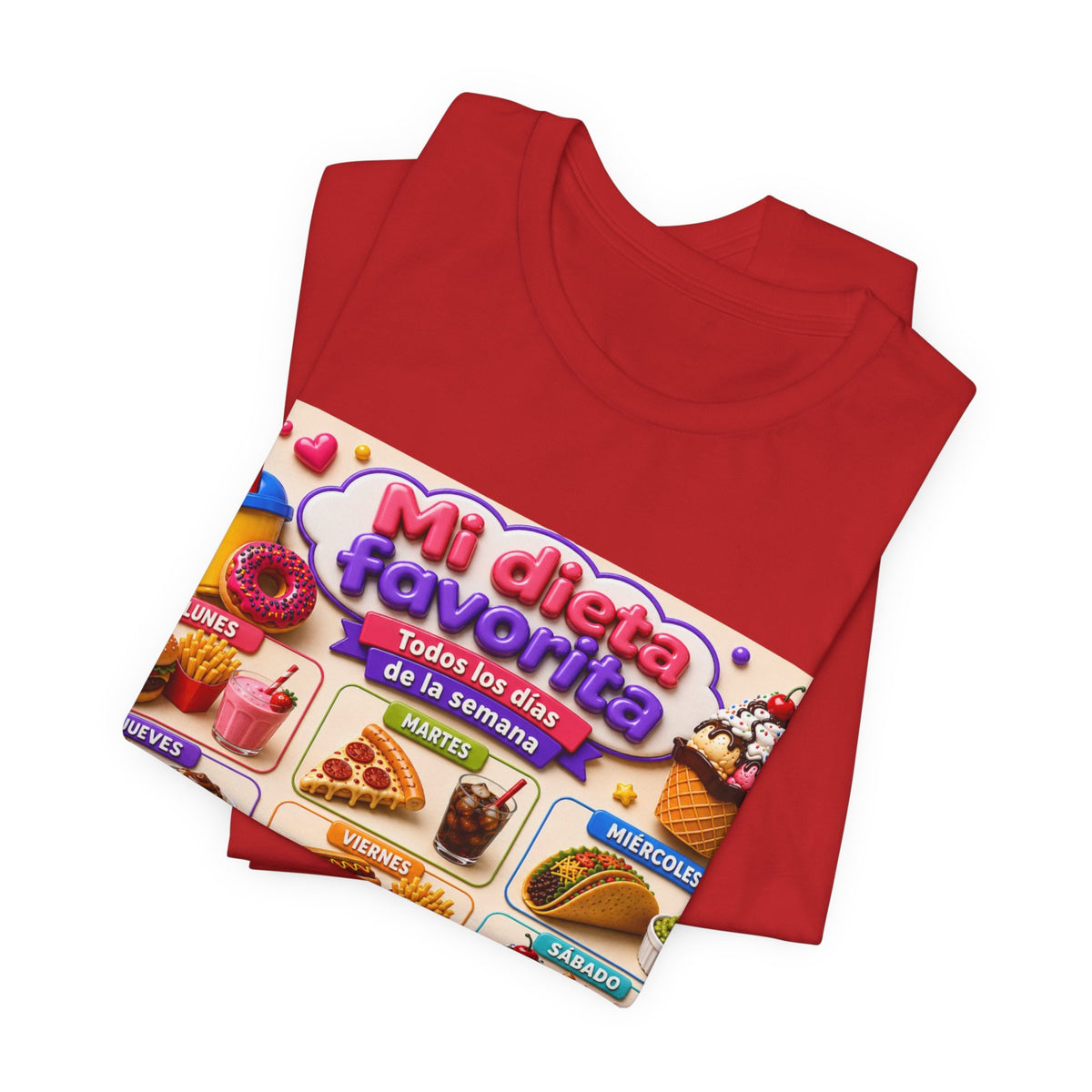 T-Shirt — "Mi dieta favorita: Todos los días de la semana" (Daily Favorite Foods Graphic Tee)