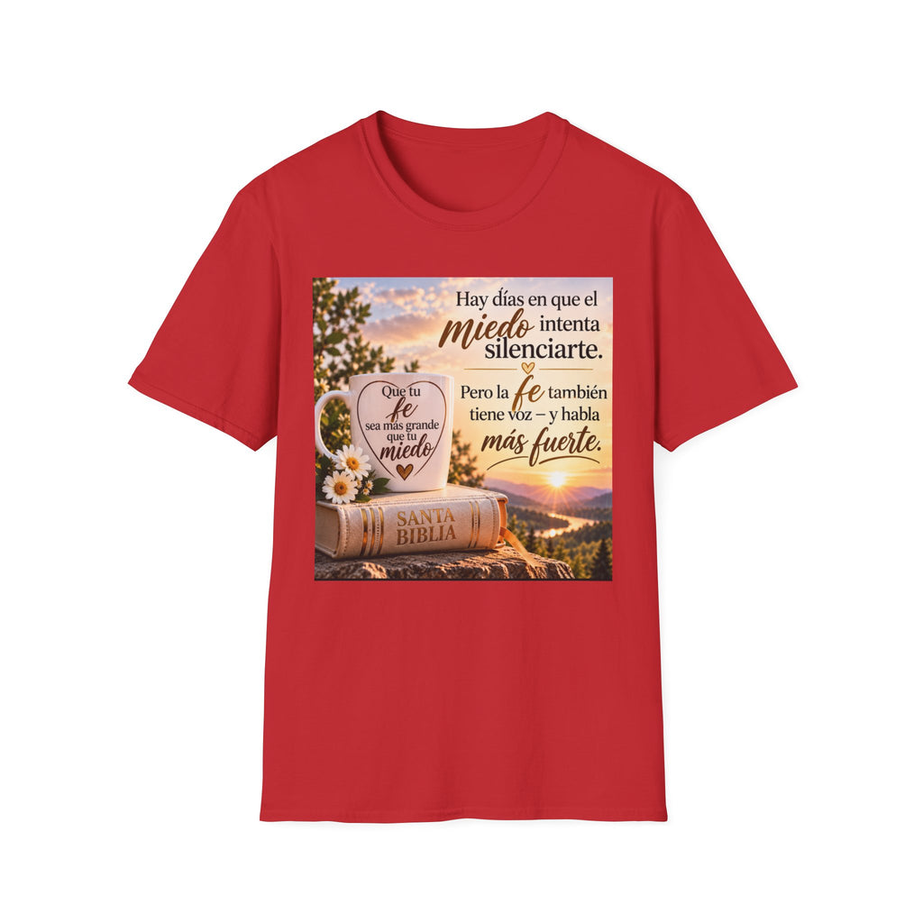 Camiseta Cristiana en Español – Fe Sobre el Miedo | Regalo de Fe e Inspiración | Christian Faith T-Shirt
