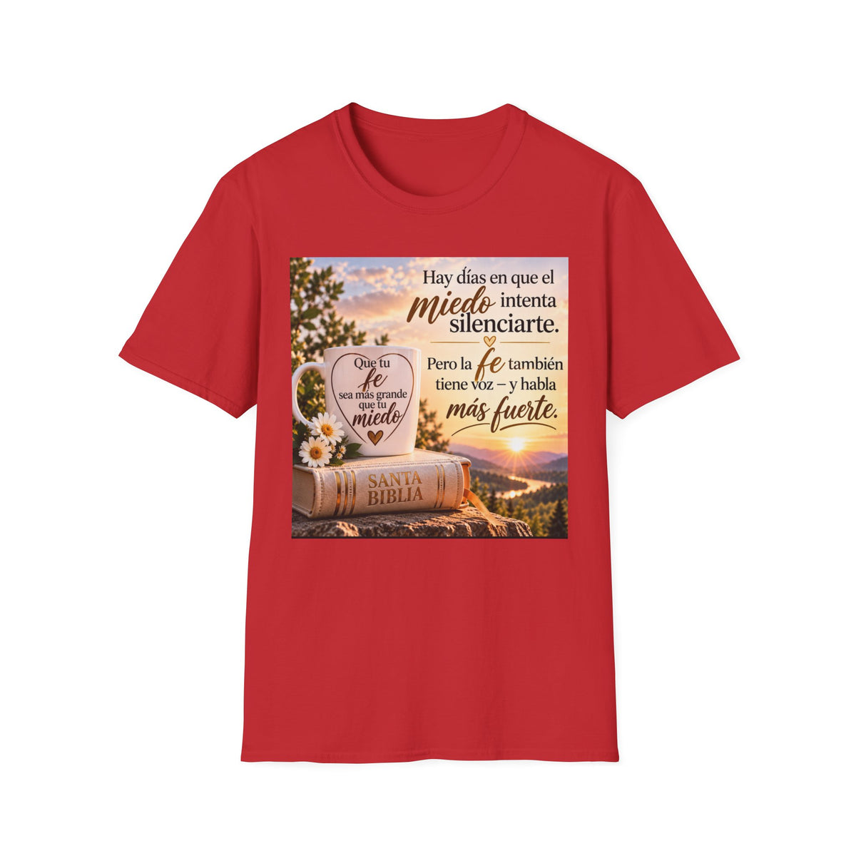 Camiseta Cristiana en Español – Fe Sobre el Miedo | Regalo de Fe e Inspiración | Christian Faith T-Shirt