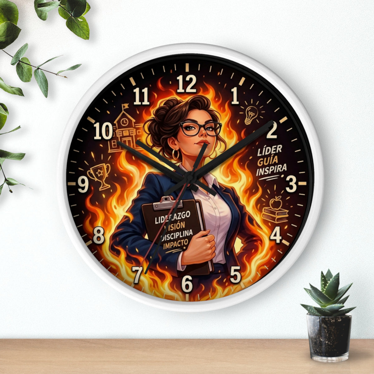 Motivational Leader Wall Clock, Liderazgo y Éxito Modern Wall Art Decor for Office, Classroom, Teacher & Principal Gift