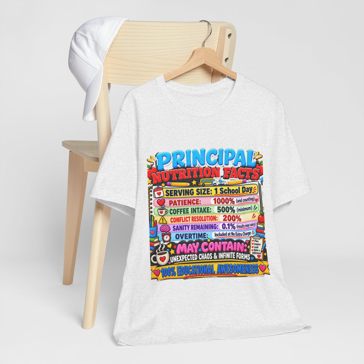 Principal Nutrition Facts T-Shirt — Funny School Principal Gift
