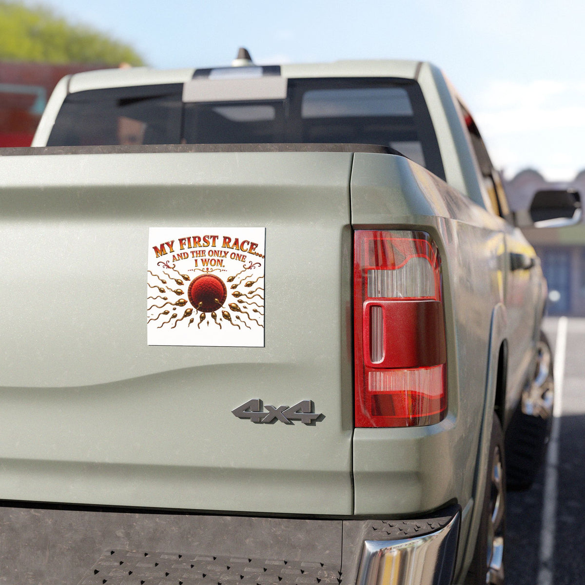 Car Magnet - "My First Race and The Only One I Won" Sperm & Egg Funny Pregnancy Announcement