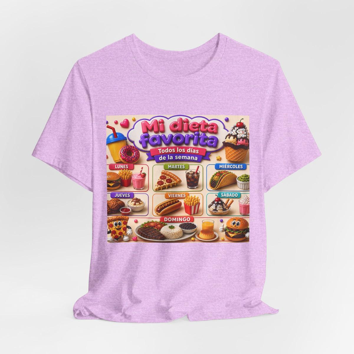 T-Shirt — "Mi dieta favorita: Todos los días de la semana" (Daily Favorite Foods Graphic Tee)