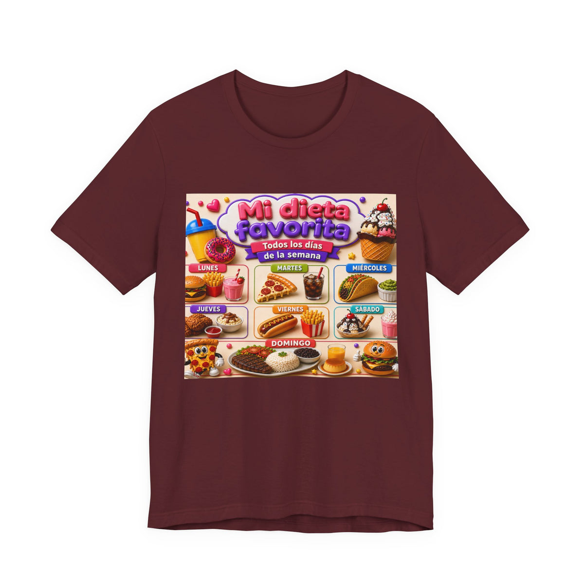 T-Shirt — "Mi dieta favorita: Todos los días de la semana" (Daily Favorite Foods Graphic Tee)