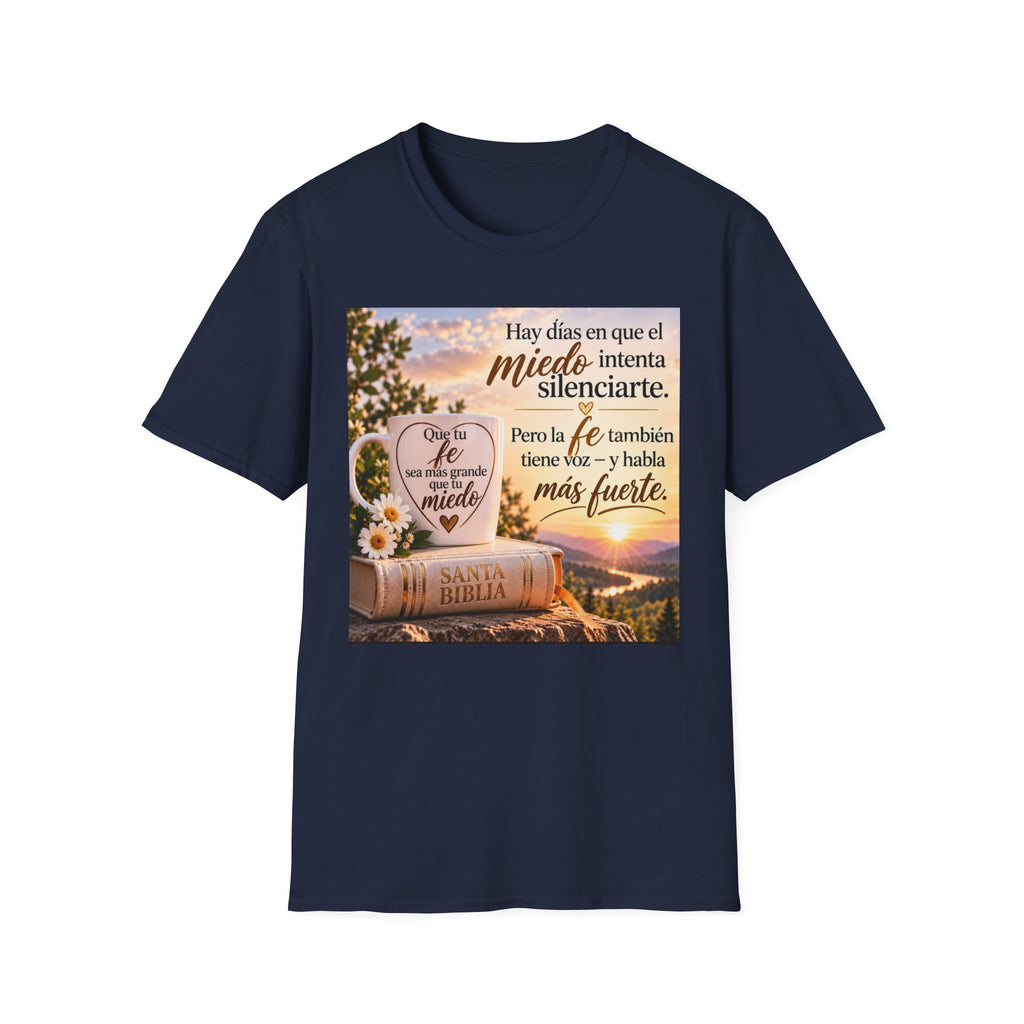 Camiseta Cristiana en Español – Fe Sobre el Miedo | Regalo de Fe e Inspiración | Christian Faith T-Shirt